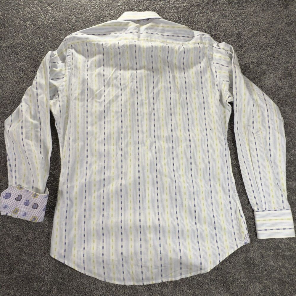 Robert Graham Shirt Men's M White Paisley Flip Cuff Button Up 15.5 Neck Vertical - Picture 9 of 12